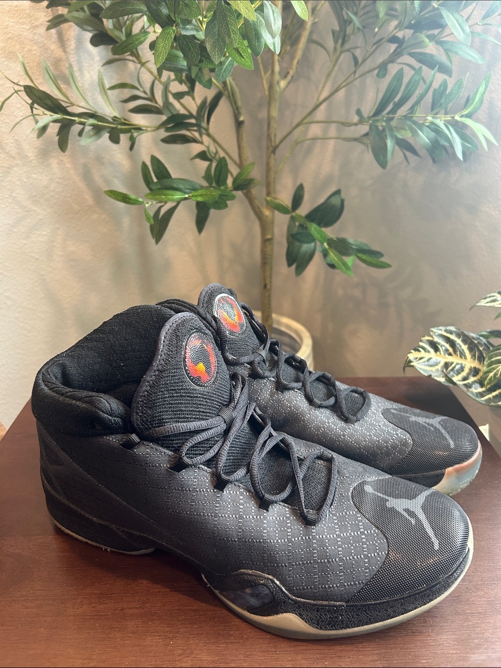 Air Jordan XXX "Black Cat 
Men's Black Basketball Sneakers with Red Accent